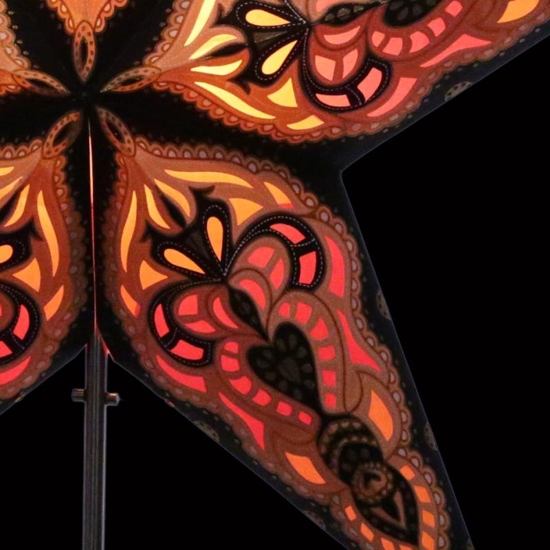 SUMITA Copper/Goldglitter - Foldable glowing star, paper poinsettia with 5 points, 60 cm
